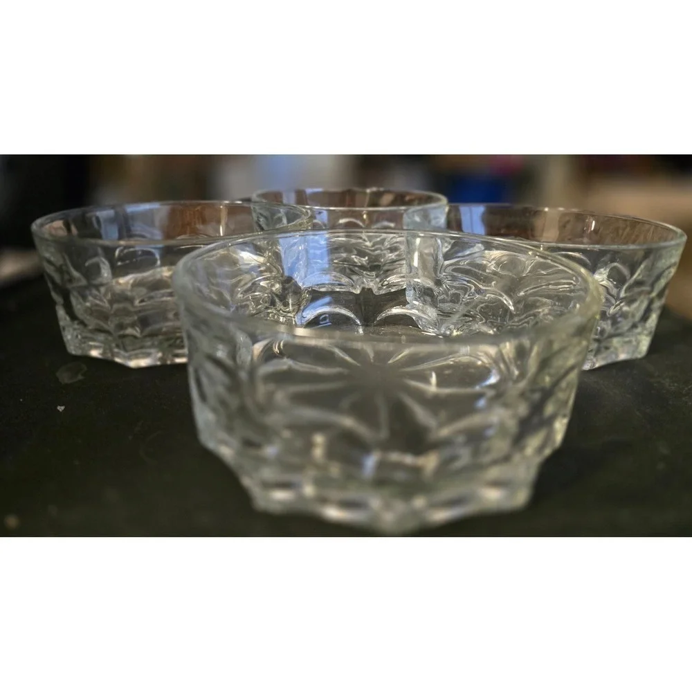 Duralex Verallia Glass Dish Set‎ of 4 Paneled Sides Spain 5